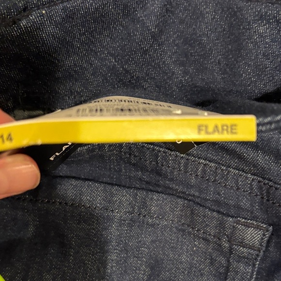 INC International Concepts Blue Flare Jeans with Gold Buttons - Picture 4 of 5